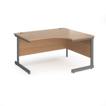 Contract 25 right hand ergonomic desk with graphite cantilever leg 1400mm beech top - CC14ER-G-B