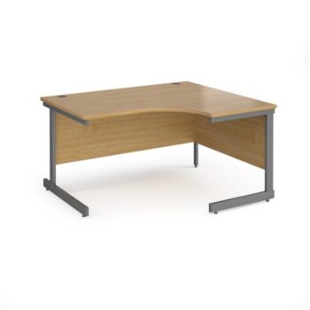 Contract 25 right hand ergonomic desk with graphite cantilever leg 1400mm oak top - CC14ER-G-O