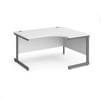 Contract 25 right hand ergonomic desk with graphite cantilever leg 1400mm white top - CC14ER-G-WH