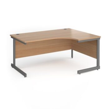 Contract 25 right hand ergonomic desk with graphite cantilever leg 1600mm beech top - CC16ER-G-B