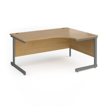 Contract 25 right hand ergonomic desk with graphite cantilever leg 1600mm oak top - CC16ER-G-O