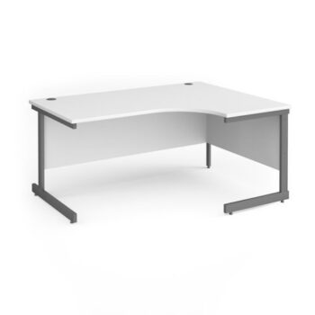 Contract 25 right hand ergonomic desk with graphite cantilever leg 1600mm white top - CC16ER-G-WH