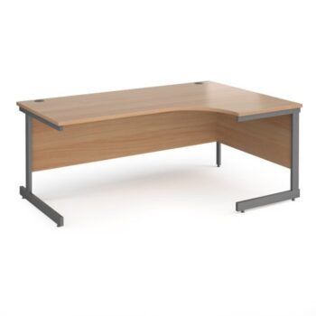 Contract 25 right hand ergonomic desk with graphite cantilever leg 1800mm beech top - CC18ER-G-B