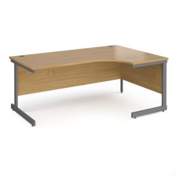Contract 25 right hand ergonomic desk with graphite cantilever leg 1800mm oak top - CC18ER-G-O