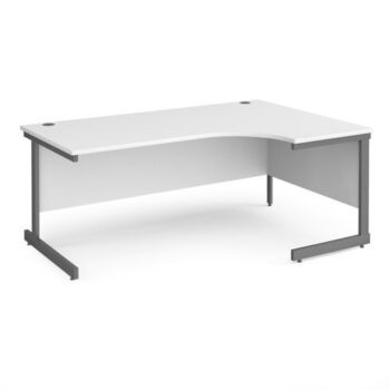 Contract 25 right hand ergonomic desk with graphite cantilever leg 1800mm white top - CC18ER-G-WH