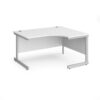Contract 25 right hand ergonomic desk with silver cantilever leg 1400mm white top - CC14ER-S-WH