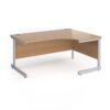 Contract 25 right hand ergonomic desk with silver cantilever leg 1600mm beech top - CC16ER-S-B