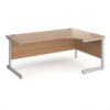 Contract 25 right hand ergonomic desk with silver cantilever leg 1800mm beech top - CC18ER-S-B
