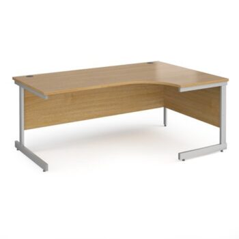 Contract 25 right hand ergonomic desk with silver cantilever leg 1800mm oak top - CC18ER-S-O