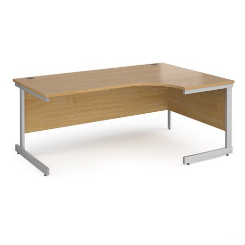 Contract 25 right hand ergonomic desk with silver cantilever leg 1800mm oak top - CC18ER-S-O