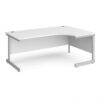 Contract 25 right hand ergonomic desk with silver cantilever leg 1800mm white top - CC18ER-S-WH