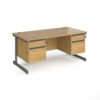 Contract 25 straight desk with 2 and 2 drawer pedestals and graphite cantilever leg 1600mm x 800mm oak top - CC16S22-G-O