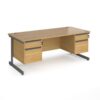 Contract 25 straight desk with 2 and 2 drawer pedestals and graphite cantilever leg 1800mm x 800mm oak top - CC18S22-G-O
