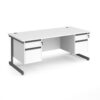 Contract 25 straight desk with 2 and 2 drawer pedestals and graphite cantilever leg 1800mm x 800mm white top - CC18S22-G-WH