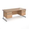 Contract 25 straight desk with 2 and 2 drawer pedestals and silver cantilever leg 1800mm x 800mm beech top - CC18S22-S-B