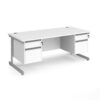 Contract 25 straight desk with 2 and 2 drawer pedestals and silver cantilever leg 1800mm x 800mm white top - CC18S22-S-WH