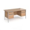 Contract 25 straight desk with 2 and 2 drawer pedestals and silver H-Frame leg 1600mm x 800mm beech top - CH16S22-S-B