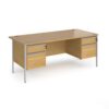 Contract 25 straight desk with 2 and 2 drawer pedestals and silver H-Frame leg 1800mm x 800mm oak top - CH18S22-S-O