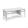 Contract 25 straight desk with 2 and 2 drawer pedestals and silver H-Frame leg 1800mm x 800mm white top - CH18S22-S-WH