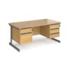 Contract 25 straight desk with 2 and 3 drawer pedestals and graphite cantilever leg 1600mm x 800mm oak top - CC16S23-G-O