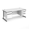 Contract 25 straight desk with 2 and 3 drawer pedestals and graphite cantilever leg 1800mm x 800mm white top - CC18S23-G-WH