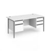 Contract 25 straight desk with 2 and 3 drawer pedestals and graphite H-Frame leg 1600mm x 800mm white top - CH16S23-G-WH