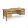 Contract 25 straight desk with 2 and 3 drawer pedestals and graphite H-Frame leg 1800mm x 800mm oak top - CH18S23-G-O