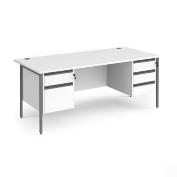 Contract 25 straight desk with 2 and 3 drawer pedestals and graphite H-Frame leg 1800mm x 800mm white top - CH18S23-G-WH
