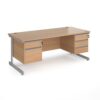 Contract 25 straight desk with 2 and 3 drawer pedestals and silver cantilever leg 1800mm x 800mm beech top - CC18S23-S-B
