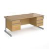 Contract 25 straight desk with 2 and 3 drawer pedestals and silver cantilever leg 1800mm x 800mm oak top - CC18S23-S-O
