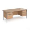 Contract 25 straight desk with 2 and 3 drawer pedestals and silver H-Frame leg 1800mm x 800mm beech top - CH18S23-S-B