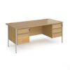Contract 25 straight desk with 2 and 3 drawer pedestals and silver H-Frame leg 1800mm x 800mm oak top - CH18S23-S-O