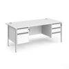 Contract 25 straight desk with 2 and 3 drawer pedestals and silver H-Frame leg 1800mm x 800mm white top - CH18S23-S-WH