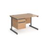 Contract 25 straight desk with 2 drawer pedestal and graphite cantilever leg 1200mm x 800mm beech top - CC12S2-G-B