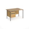 Contract 25 straight desk with 2 drawer pedestal and graphite H-Frame leg 1200mm x 800mm oak top - CH12S2-G-O
