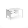 Contract 25 straight desk with 2 drawer pedestal and graphite H-Frame leg 1200mm x 800mm white top - CH12S2-G-WH