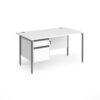 Contract 25 straight desk with 2 drawer pedestal and graphite H-Frame leg 1400mm x 800mm white top - CH14S2-G-WH