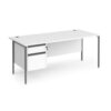 Contract 25 straight desk with 2 drawer pedestal and graphite H-Frame leg 1800mm x 800mm white top - CH18S2-G-WH