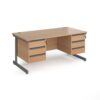 Contract 25 straight desk with 3 and 3 drawer pedestals and graphite cantilever leg 1600mm x 800mm beech top - CC16S33-G-B