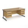 Contract 25 straight desk with 3 and 3 drawer pedestals and graphite cantilever leg 1800mm x 800mm oak top - CC18S33-G-O