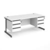 Contract 25 straight desk with 3 and 3 drawer pedestals and graphite cantilever leg 1800mm x 800mm white top - CC18S33-G-WH