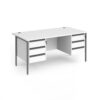 Contract 25 straight desk with 3 and 3 drawer pedestals and graphite H-Frame leg 1600mm x 800mm white top - CH16S33-G-WH