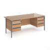 Contract 25 straight desk with 3 and 3 drawer pedestals and graphite H-Frame leg 1800mm x 800mm beech top - CH18S33-G-B