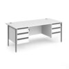 Contract 25 straight desk with 3 and 3 drawer pedestals and graphite H-Frame leg 1800mm x 800mm white top - CH18S33-G-WH