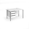 Contract 25 straight desk with 3 drawer pedestal and graphite H-Frame leg 1200mm x 800mm white top - CH12S3-G-WH