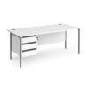 Contract 25 straight desk with 3 drawer pedestal and graphite H-Frame leg 1800mm x 800mm white top - CH18S3-G-WH