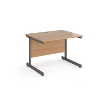 Contract 25 straight desk with graphite cantilever leg 1000mm x 800mm beech top - CC10S-G-B