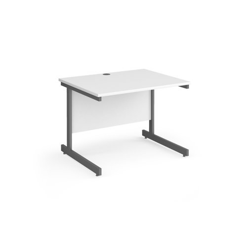 Contract 25 straight desk with graphite cantilever leg 1000mm x 800mm white top - CC10S-G-WH