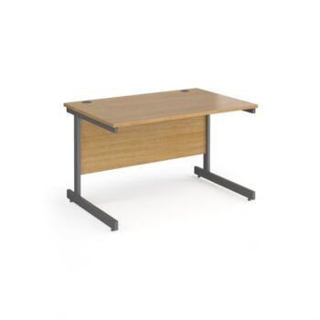 Contract 25 straight desk with graphite cantilever leg 1200mm x 800mm oak top - CC12S-G-O