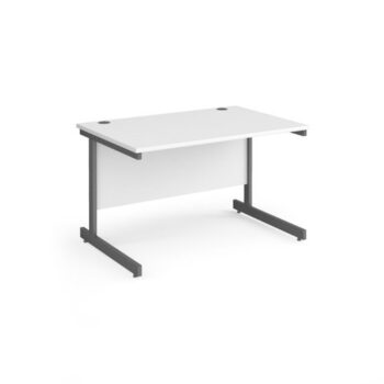 Contract 25 straight desk with graphite cantilever leg 1200mm x 800mm white top - CC12S-G-WH